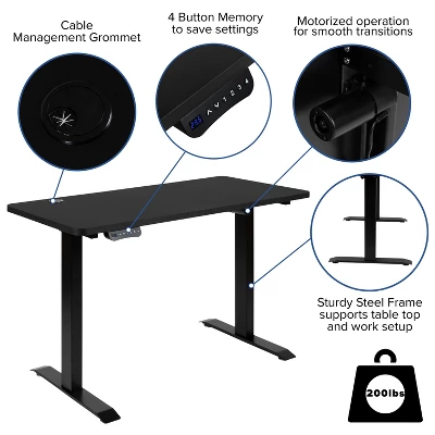 Flash Furniture Electric Height Adjustable Standing Desk - Table Top 48" Wide - 24" Deep - Image 11
