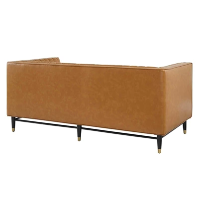 Devote Channel Tufted Vegan Leather Loveseat Tan - Modway - Image 2