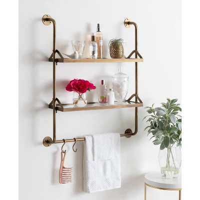 26" X 31" Marit Metal Wall Shelf Gold - Kate & Laurel All Things Decor - Image 5