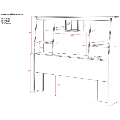 Full/Queen Tall Slant Back Bookcase Headboard - Prepac - Image 2