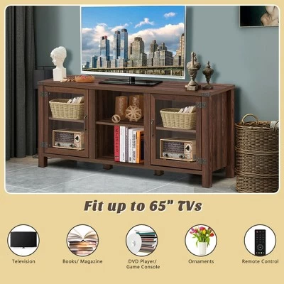 Costway TV Stand Entertainment Center For TV's Up To 65'' W/ Storage Cabinets Walnut - Image 5