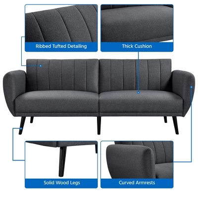 Yaheetech Ergonomic Sofa Bed Foldable Convertible Sleeper Bed Couches Versatile Sofa-Gray - Image 4