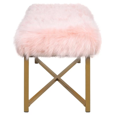 Faux Fur Rectangle Bench - Pink - HomePop - Image 3