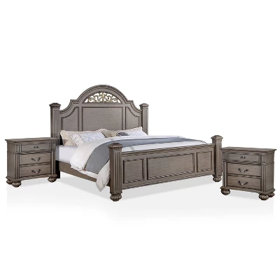 3pc Pennings Traditional Bed Set With 2 Nightstands Gray - HOMES: Inside + Out - Image 14