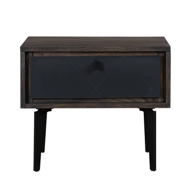 Cross Solid Oak And Metal Nightstand Dark Gray - Armen Living - Image 2
