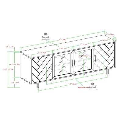 Vik Modern Boho 4 Door Herringbone TV Stand For TVs Up To 80" - Saracina Home - Image 6