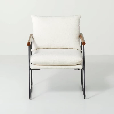 Cushioned Metal & Wood Accent Arm Chair - Cream/Black - Hearth & Hand⢠With Magnolia - Image 2