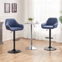 Yaheetech 2pcs Upholstered Height Adjustable Swivel Bar Stools Set