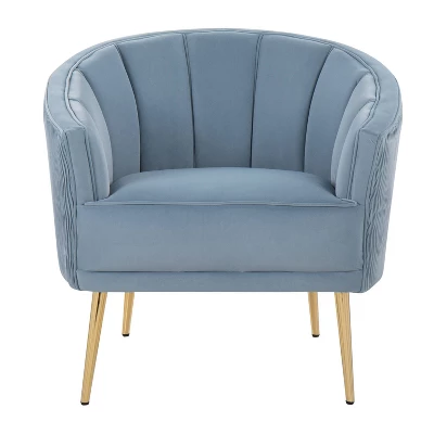 Tania Pleated Waves Accent Chair Light Blue/Gold - Lumisource - Image 2