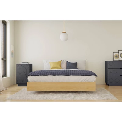 2pc Cameo Bedroom Set Natural Maple/Charcoal - Nexera - Image 4