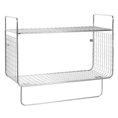 MDesign 2 Tier Storage Organizer Bath Shelf With Towel Bar, Wall Mount - Image 5