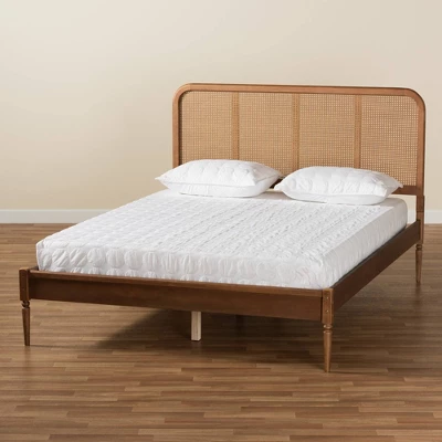 Queen Elston Wood And Synthetic Rattan Platform Bed - Baxton Studio - Image 7