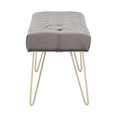 Hewett Velvet Tufted Metal Bench - Inspire Q - Image 2