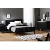 Queen Hype Metal Framed Upholstered Bed Set Pure Black - South Shore