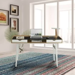 Compact Computer Desk With Multiple Storage Walnut - Techni Mobili