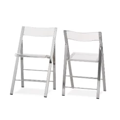 Set Of 2 Acrylic Foldable Chairs Clear - Baxton Studio