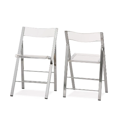 Set Of 2 Acrylic Foldable Chairs Clear - Baxton Studio