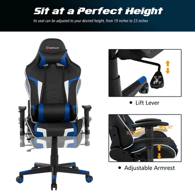Costway Gaming Desk & Chair Set Z-Shaped Racing Style Desk With Massage Swivel Gaming Chair - Image 9