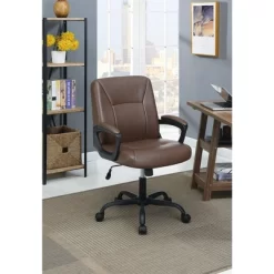 Simple Relax Adjustable Height Office Chair With Padded Armrests, Brown