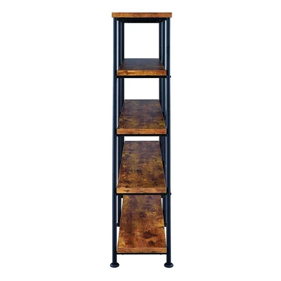63" Industrial 4 Tier Bookshelf With Particleboard And Metal Frame - Benzara - Image 2