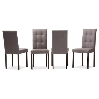 Baxton Studio Set Of 4 Andrew Modern And Contemporary Fabric Upholstered Grid-tufting Dining Chair - Image 3
