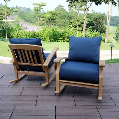 Caterina Teak Patio Rocking Chair With Cushion - Cambridge Casual - Image 4