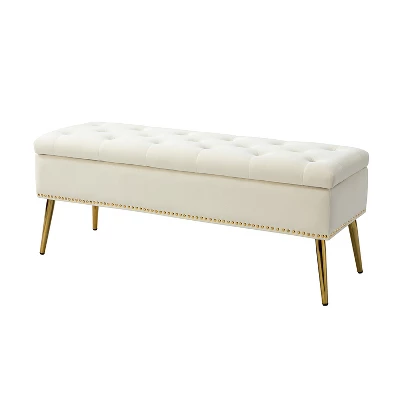 Hippolytus Storage Bench With Nailhead Trim And Button-tufted For Bedroom | ARTFUL LIVING DESIGN - Image 11