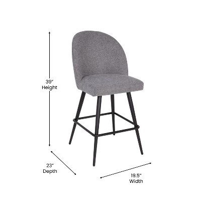 Merrick Lane Set Of 2 Modern Armless Counter Stools With Contoured Backs, Steel Frames, And Integrated Footrests - Image 6