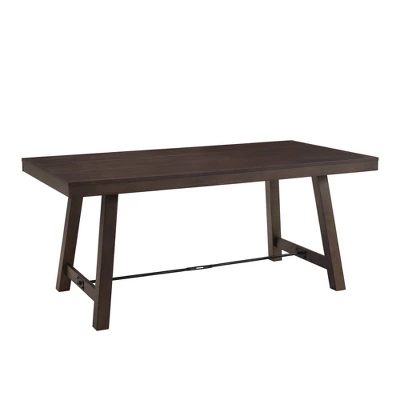 71" Tanya Modern Farmhouse Metal Stretcher Dining Table Dark Brown Oak - Saracina Home - Image 2