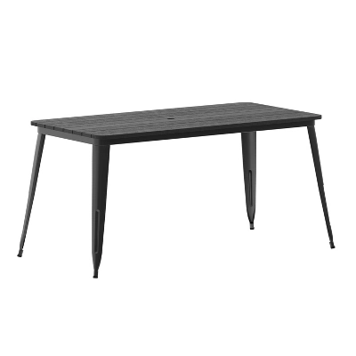 Merrick Lane Indoor/Outdoor Dining Table With Umbrella Hole, 30" X 60" All Weather Poly Resin Top And Steel Base - Image 13