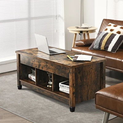 Costway Lift Top Coffee Table W/ Hidden Compartment And Storage Shelves Coffee