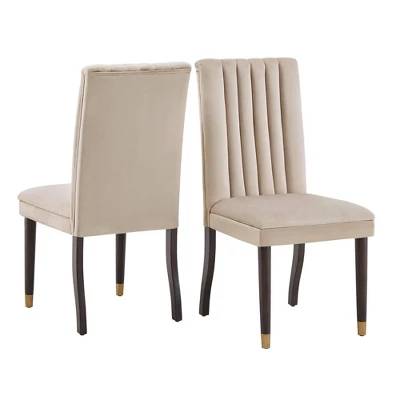 Set Of 2 Pruett Velvet Channel Back Dining Chairs - Inspire Q - Image 11
