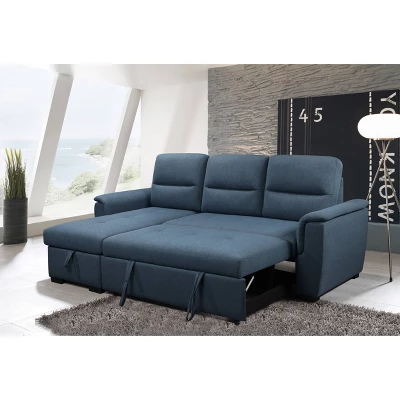 Damian Stain Resistant Fabric Reversible Storage Sectional With Pullout Bed Blue - Abbyson Living - Image 2