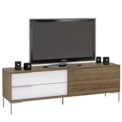 Denver TV Stand For TVs Up To 78" Walnut/White - Polifrniture