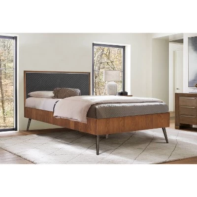 Queen Coco Upholstered Leather Platform Bed Brown - Armen Living - Image 7