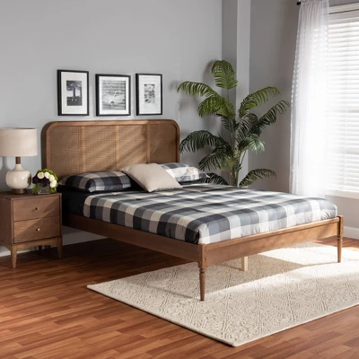 Queen Elston Wood And Synthetic Rattan Platform Bed - Baxton Studio - Image 6