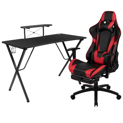 Flash Furniture Gaming Desk And Footrest Reclining Gaming Chair Set With Cup Holder, Headphone Hook, And Monitor/Smartphone Stand - Image 12