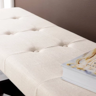 Harrondly Upholstered Entryway Bench Cream/Dark Espresso - Aiden Lane