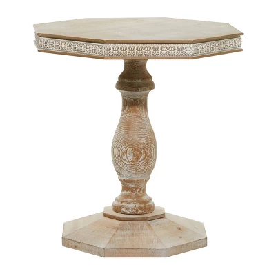 Farmhouse Whitewashed Wood Accent Table Brown - Olivia & May - Image 4