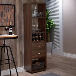 Iohomes Sierri Contemporary Wine Cabinet Dark Walnut - HOMES: Inside + Out