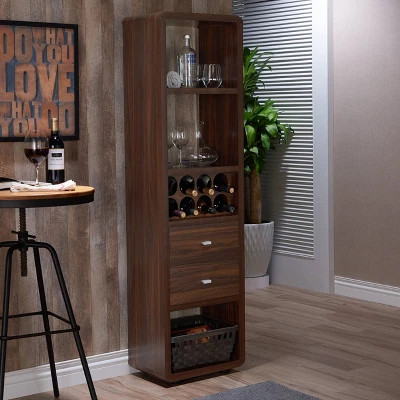 Iohomes Sierri Contemporary Wine Cabinet Dark Walnut - HOMES: Inside + Out