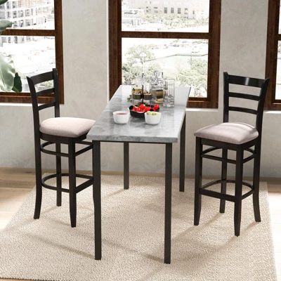 Costway Set Of 4 Bar Stools 31'' Kitchen Dining Chairs With Ergonomic Backrest & Footrest - Image 3