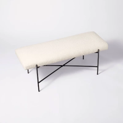 Clarkston Metal Base Upholstered Bench Cream Boucle - Threshold™ Designed With Studio McGee - Image 3