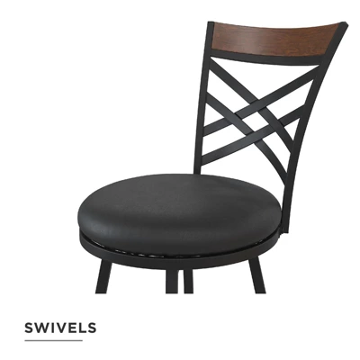 Niam Upholstered Seat Swivel Barstools (Set Of 3) Black - DHP - Image 2