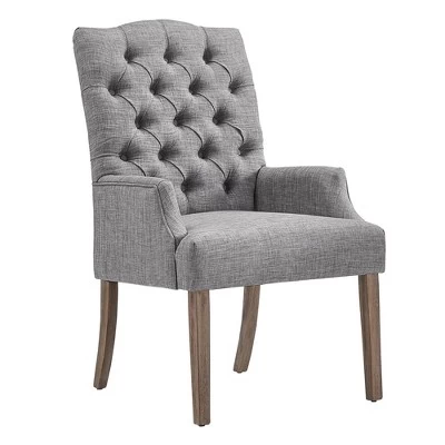 Raghnaid Distressed Tufted Linen Dining Chair - Inspire Q - Image 7