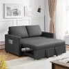 Yaheetech Convertible Sofa Loveseat With Pull-out Trundle Lounge-Dark Gray