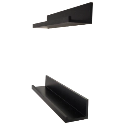 Set Of 2 (24") Modern Picture Ledge Wall Shelf Black - Inplace - Image 2