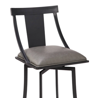 30" Brisbane Faux Leather Metal Counter Height Barstool Gray/Black - Armen Living - Image 2