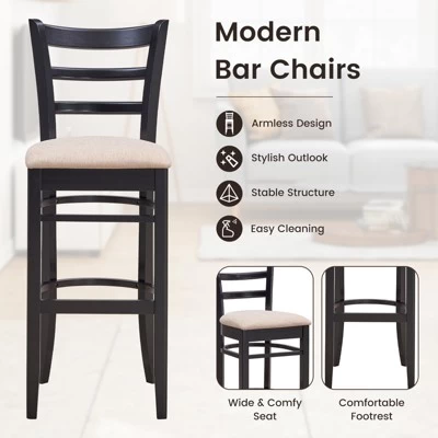 Costway Set Of 4 Bar Stools 31'' Kitchen Dining Chairs With Ergonomic Backrest & Footrest - Image 5