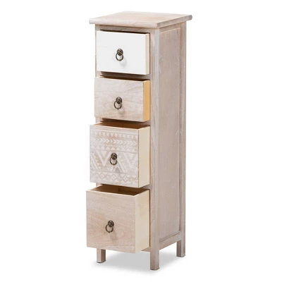 Seanna Wood 4 Drawer Storage Unit Light Brown - Baxton Studio - Image 3